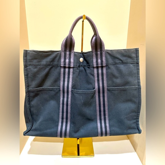 Auth Hermes XL Toile Fourre-Tout Tote Bag - Picture 1 of 14